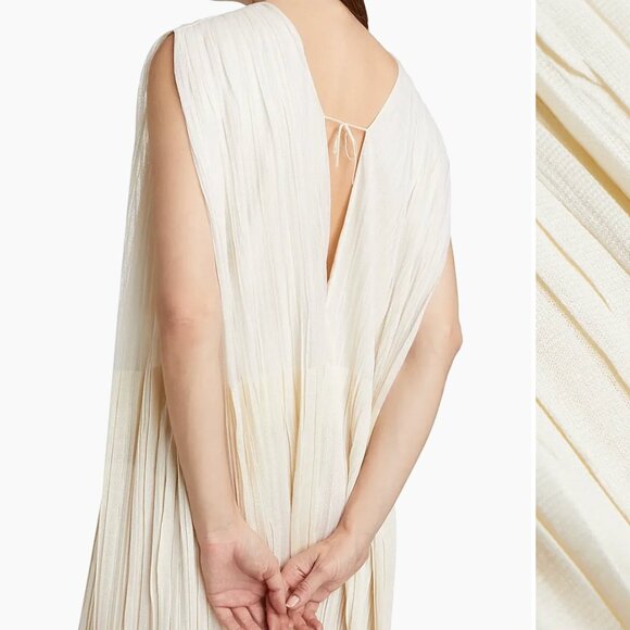 Jil Sander V-Neck Pleated Midi Dress US 4 - Picture 3 of 9